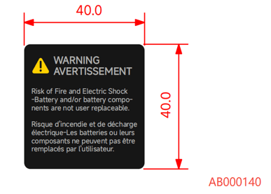 Battery Usage Warning Label, part AB000140